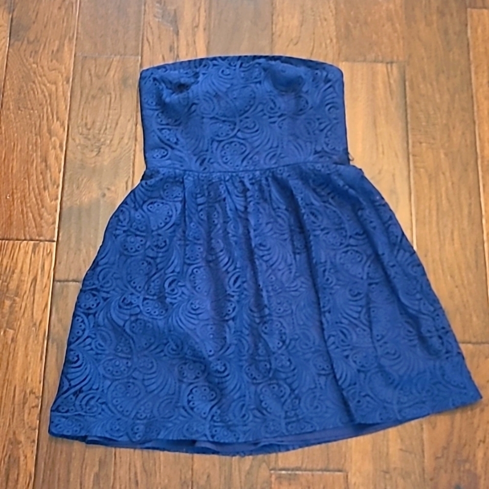 Trina Turk Navy Blue Strapless Cocktail Dress size 8